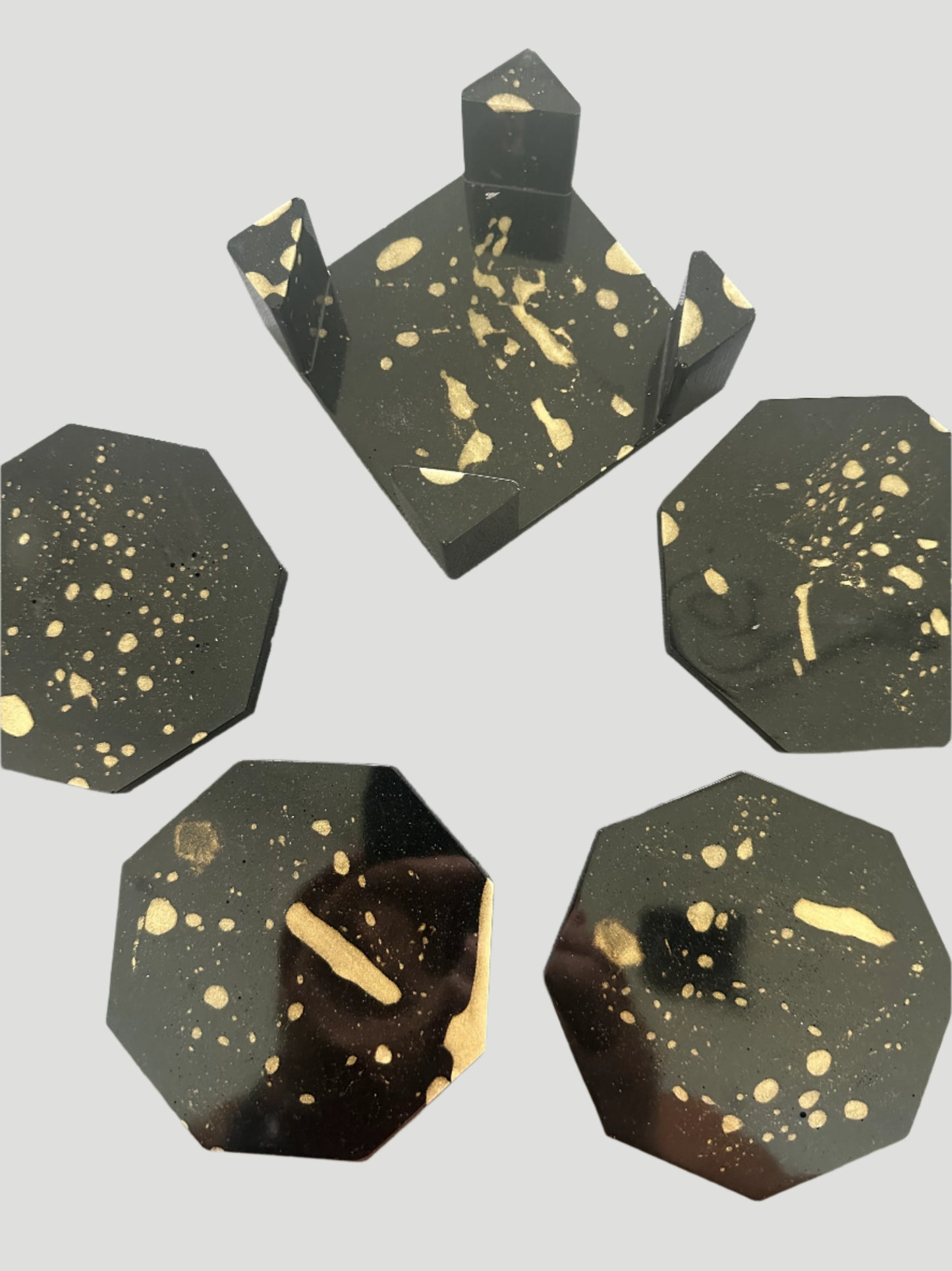 Modern Black Coasters with Gold Flecks