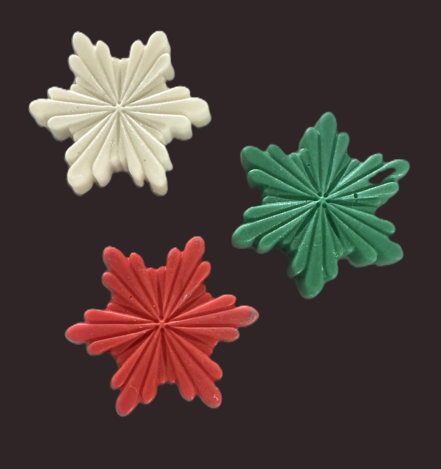 Holiday Snowflake Soaps Gift Set, Red White Green Festive Stars, 3 Pieces with Bag