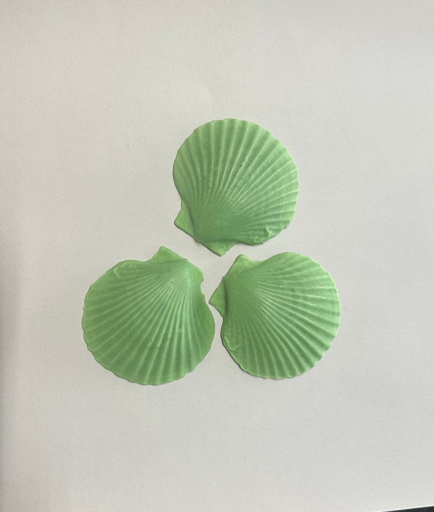 Set of 3 Decorative Scallop Shell Soaps, Fuji Apple Scent