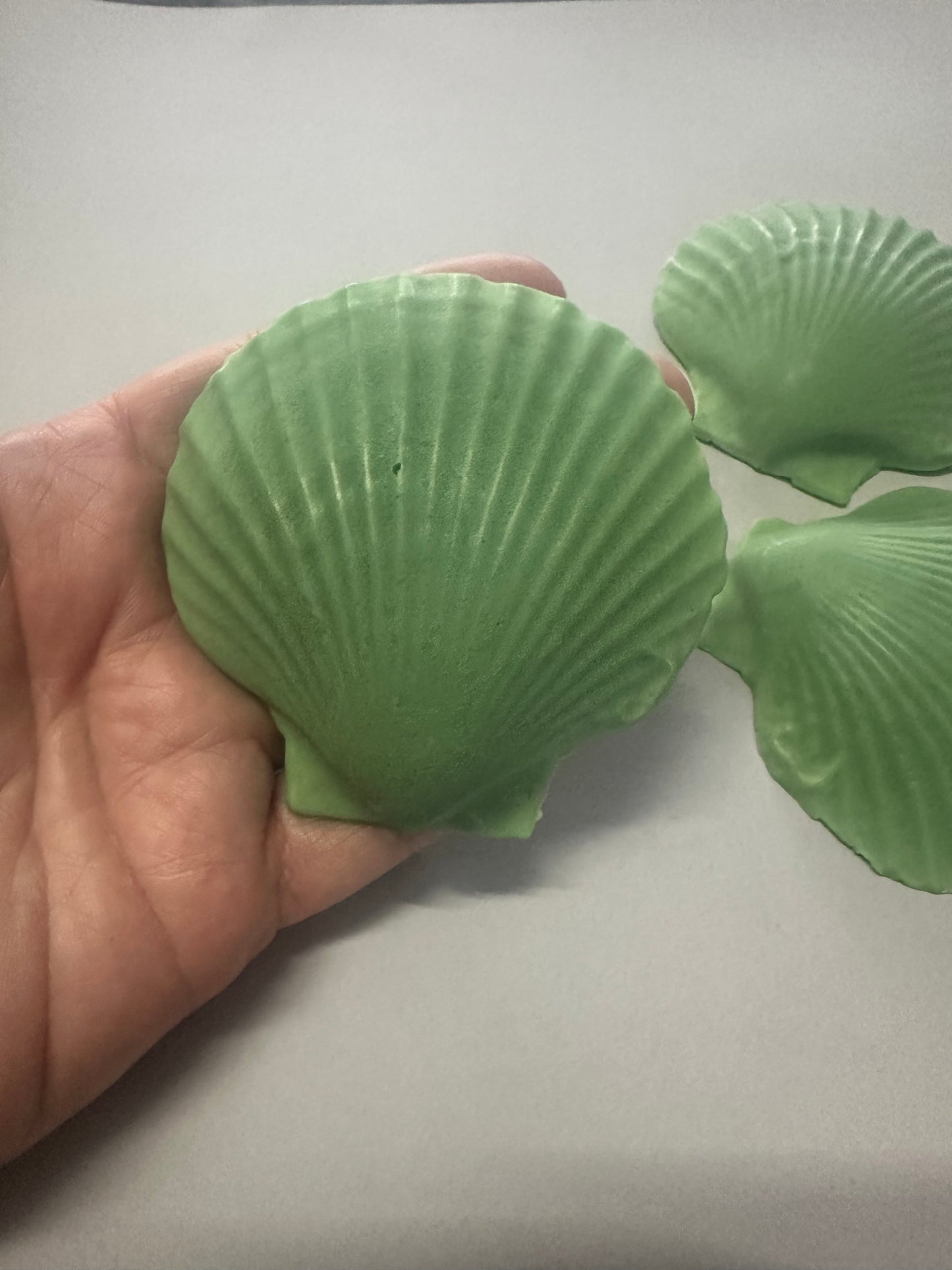 Set of 3 Decorative Scallop Shell Soaps, Fuji Apple Scent