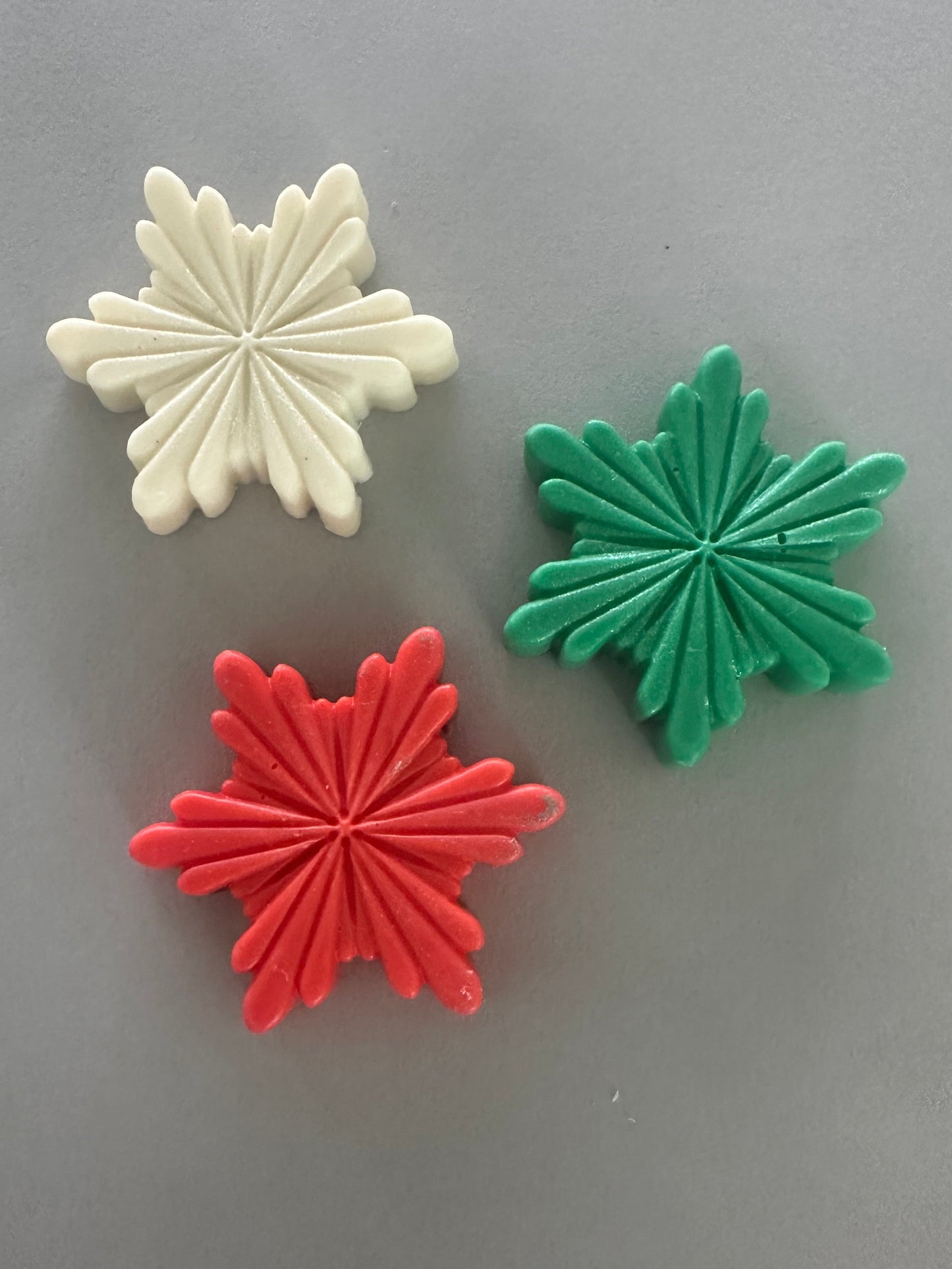 Holiday Snowflake Soaps Gift Set, Red White Green Festive Stars, 3 Pieces with Bag