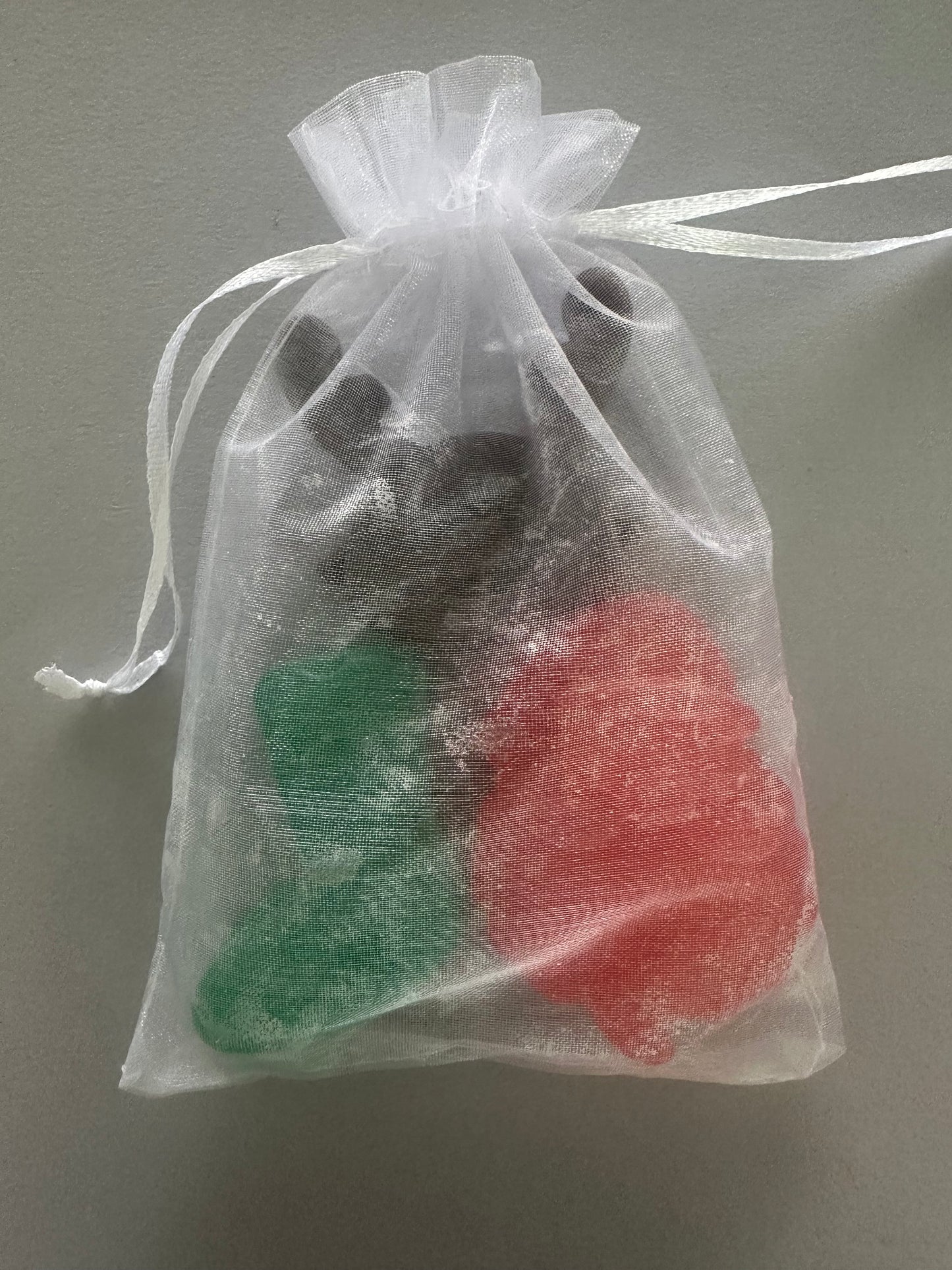 Holiday Hand Soap Gift Set, Decorative Holiday Design in Green, Red, Brown Colors, 3 Piece Set with Bag