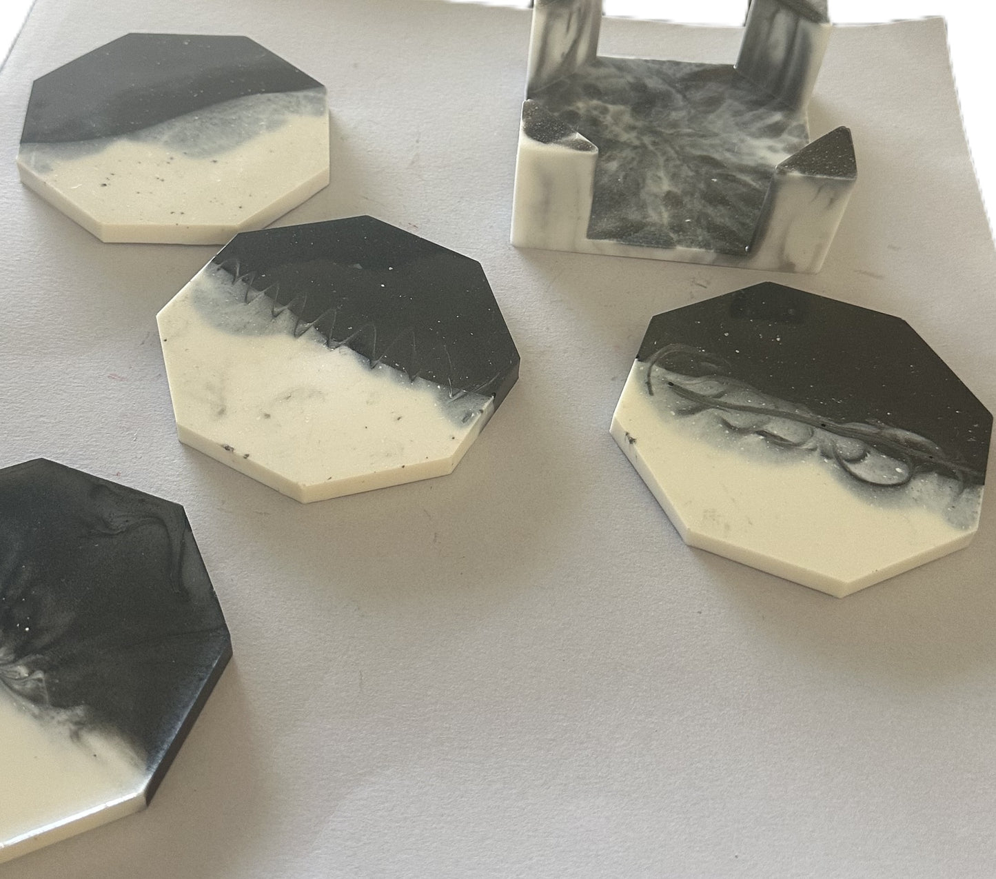 Set of 4 Modern Black and White Coasters