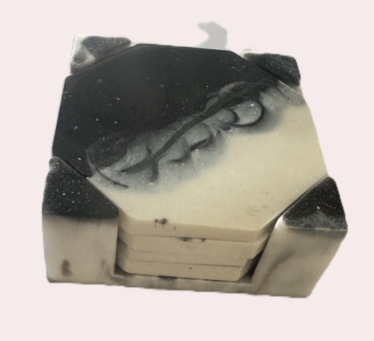 Set of 4 Modern Black and White Coasters